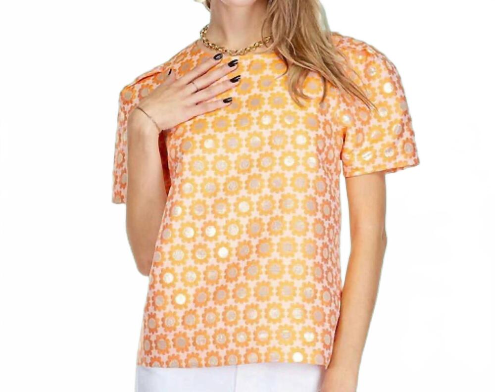 NEW JOY JOY daisy short sleeve top in orange